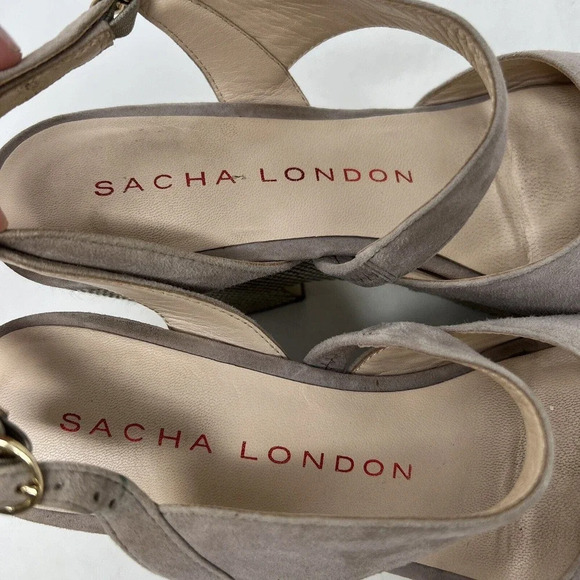 Sacha London Suede Leather Beige Wedge Platform Shoes Sandals Women’s Size 8.5 - Picture 10 of 11